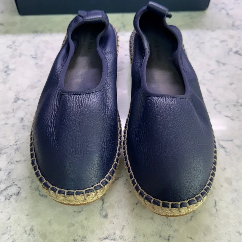 Cole Haan Cloudfeel Leather Espadrille sz 7.5 Marine Blue Leather 🌸 - Picture 6 of 8